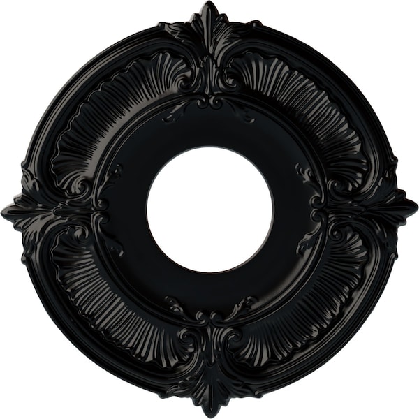 Ekena Millwork Attica Ceiling Medallion (Fits Canopies up to 3 1/2"), 12 3/4"OD x 4"ID x 1/2"P, Jet Black CM12ATBLF - main
